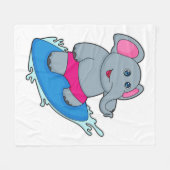 Couverture Polaire Éléphant en surfeur avec planche de surf (Devant (Horizontal))