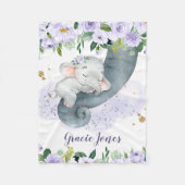 Couverture Polaire Eléphant Fille Avec Lavande Douce Fleur Bébé (Devant)