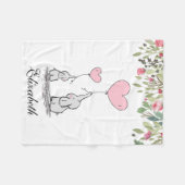 Couverture Polaire Éléphant Floral Fleurs Roses Mère Bébé (Devant (Horizontal))