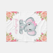 Couverture Polaire Eléphant floral personnalisé bébé fille (Devant (Horizontal))