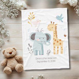 Couverture Polaire Éléphant Girafe Oiseau Statue de Naissance Personn