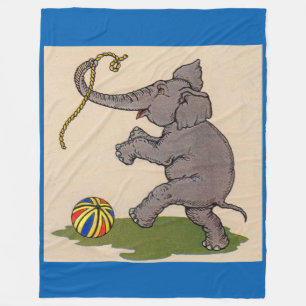 Couverture Polaire éléphant heureux jouant avec la corde et le ballon