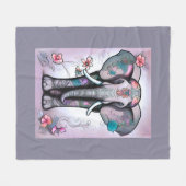 Couverture Polaire Éléphant indien gris orné de fleurs (Devant (Horizontal))