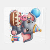 Couverture Polaire Éléphant Mignon 9ème Anniversaire (Devant (Horizontal))