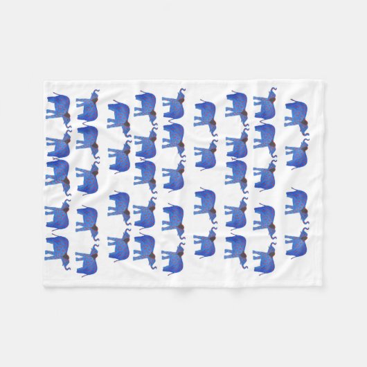 Couverture Polaire Eléphant Mood Fleece Blanket, éléphant bleu (Devant (Horizontal))