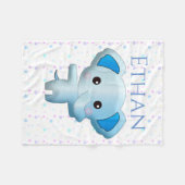 Couverture Polaire Eléphant petit garçon bleu mignon (Devant (Horizontal))