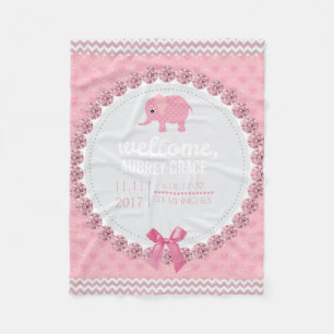 Couverture Polaire Éléphant rose de la crèche de bébé personna