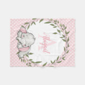 Couverture Polaire Eléphant rose verdoyant Fille personnalisée (Devant (Horizontal))