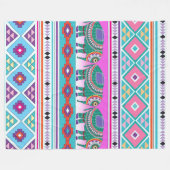 Couverture Polaire Eléphants avec Motif aztèque (Devant (Horizontal))