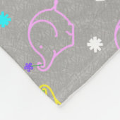 Couverture Polaire Éléphants bébé avec des fleurs (Coin)