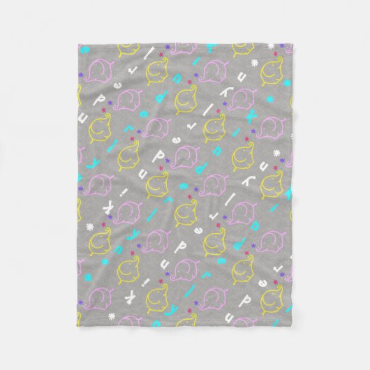 Couverture Polaire Éléphants bébé avec des fleurs (Devant)