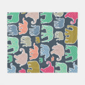 Couverture Polaire Eléphants Colorés, Motif Des Eléphants, Zigzag (Devant (Horizontal))