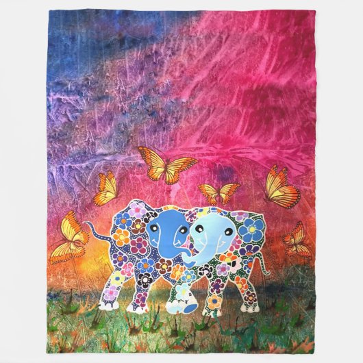 Couverture Polaire Éléphants de danse (Devant)