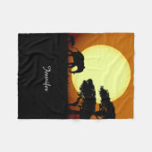 Couverture Polaire Éléphants de safari au coucher du soleil (Devant (Horizontal))