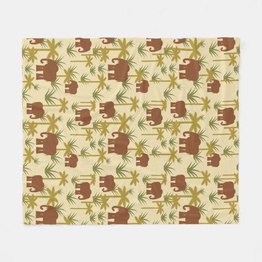 Couverture Polaire Éléphants et paumes dans le camouflage (Devant (Horizontal))