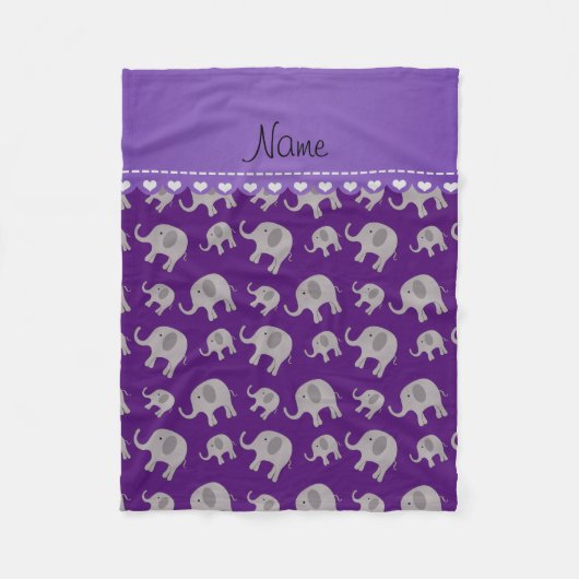 Couverture Polaire Éléphants gris pourpres nommés personnalisés (Devant)