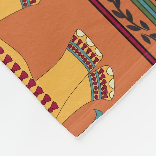 Couverture Polaire Eléphants Indiens, Orange Traditionnel Sans Seamle (Coin)