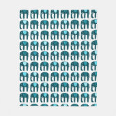 Couverture Polaire Eléphants Motif Bleu (Devant)