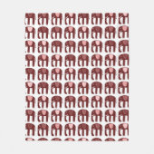 Couverture Polaire Eléphants Motif rose rouge (Devant)
