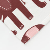 Couverture Polaire Eléphants Motif rose rouge (Coin)