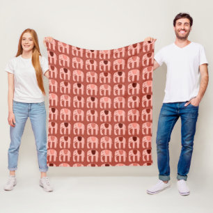 Couverture Polaire Eléphants rouge rose Motif