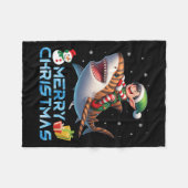 Couverture Polaire Elf Riding Tiger Shark Snowman Présenter Joyeux Ch (Devant (Horizontal))