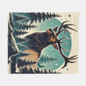 Couverture Polaire Elk dans une forêt stylisée avec ciel étoilé (Devant (Horizontal))