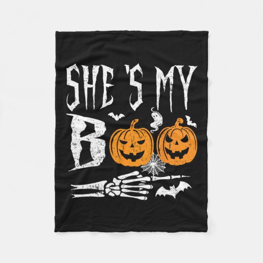 Couverture Polaire Elle est My Boo Skeleton Citrouille Halloween Matc (Devant)