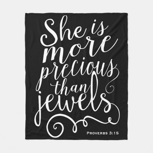 Couverture Polaire Elle est plus précieuse que Jewel Proverbs Black (Devant)