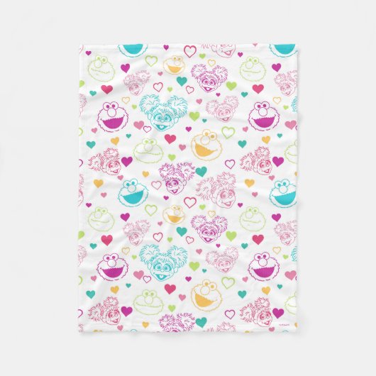 Couverture Polaire Elmo & Abby Cadabby Valentine Hearts Motif (Devant)