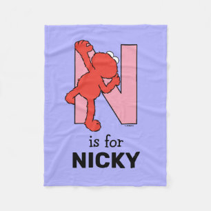 Couverture Polaire Elmo Alphabet   N rose