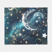 Couverture Polaire Emerald Green Celestial Moon Blanket – Luxury Seam (Devant (Horizontal))