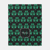 Couverture Polaire Emerald Green Sparkle Shamrock noir Monogramme (Devant)