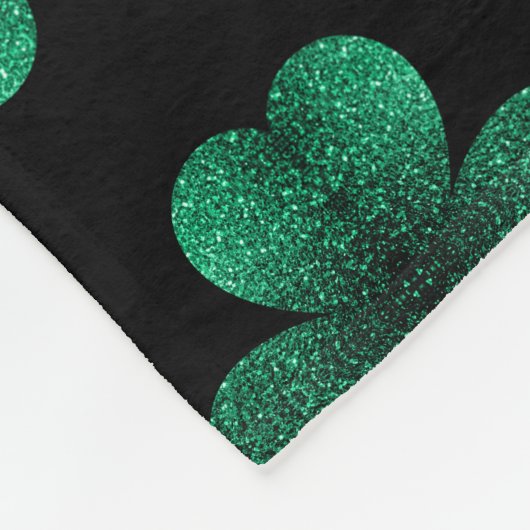 Couverture Polaire Emerald Green Sparkle Shamrock noir Monogramme (Coin)