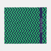 Couverture Polaire Emerald Navy LG Chevron Navy Blue Name monogram (Devant (Horizontal))