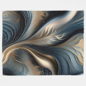 Couverture Polaire Emerald Whisper - Art Abstrait Turquoise et or (Devant (Horizontal))