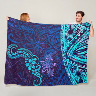 Couverture Polaire Émeraude Bleu Éclaboussure de Tie Dye Blissful Isl
