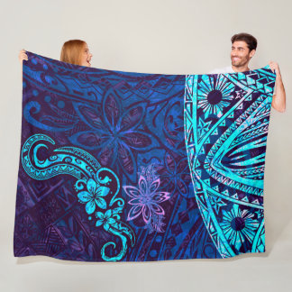 Couverture Polaire Émeraude Bleu Éclaboussure de Tie Dye Blissful Isl