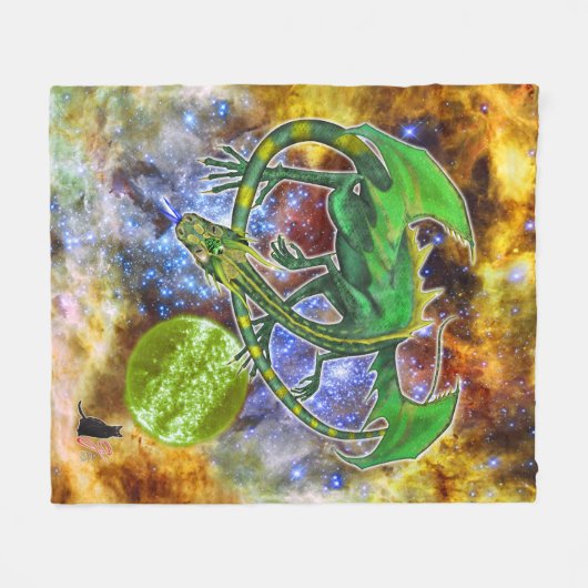 Couverture Polaire Émeraude Cosmologique Dragon Fleece Blanket (Devant (Horizontal))
