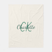 Couverture Polaire Emeraude ivoire monogramme (Devant)