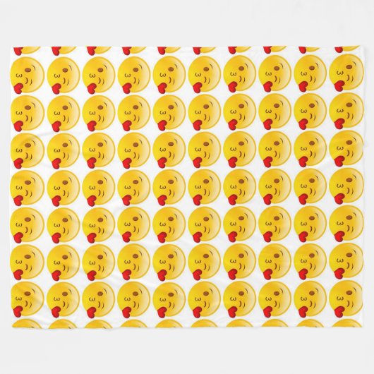 Couverture Polaire Emoji de Baiser-Coeur (Devant (Horizontal))