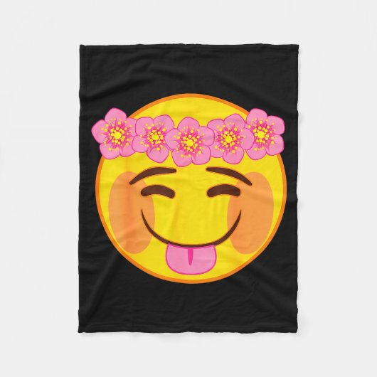 Couverture Polaire Emoji Flower Crown Tongue Yellow Smile Face (Devant)