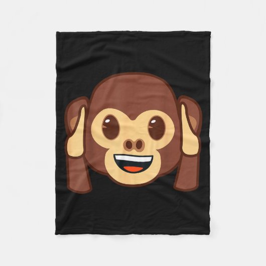 Couverture Polaire Emoji Monkey Holding Ears Yellow Smile Face (Devant)