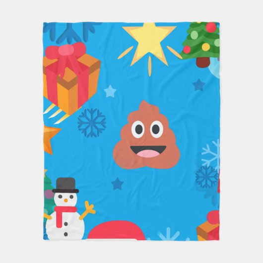 Couverture Polaire émoticône de Noël bleu (Devant)