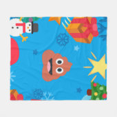 Couverture Polaire émoticône de Noël bleu (Devant (Horizontal))