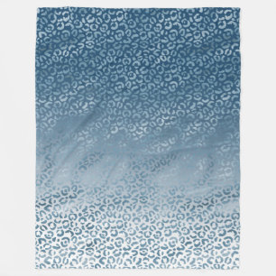 Couverture Polaire Empreinte de léopard Aqua Blue Navy Ombre