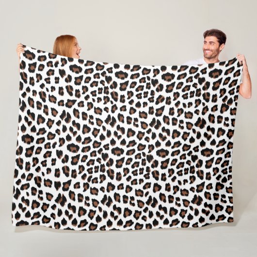 Couverture Polaire Empreinte de léopard blanc (En situation)
