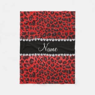 Couverture Polaire Empreinte de léopard de parties scintillant rouge