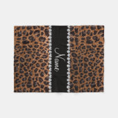 Couverture Polaire Empreinte de léopard de parties scintillantes d'or (Devant (Horizontal))