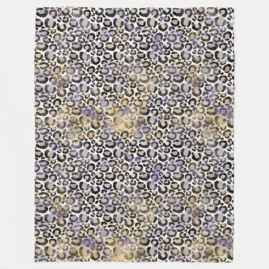 Couverture Polaire Empreinte de léopard d'or violet (Devant)